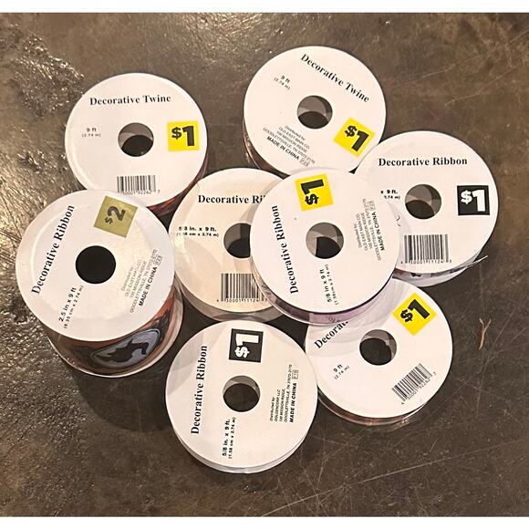 Bundle Of 8 Rolls Decorative Halloween Ribbon 9’ on each roll - Picture 2 of 2